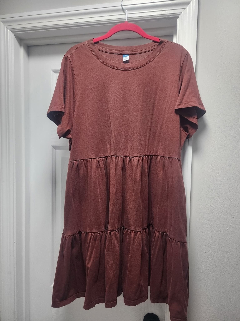 Old Navy Mauve Brown Short Sleeve Tiered Knit Dress